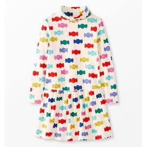 Girls Candy Wrapper Colorful Cotton Turtleneck Hanna Andersson Dress Size 6-7